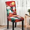 Non Slip Christmas Dining Room Chair Covers Stretchy Washable Xmas Printed Chair Slipcover Protector for Holiday Party Decor