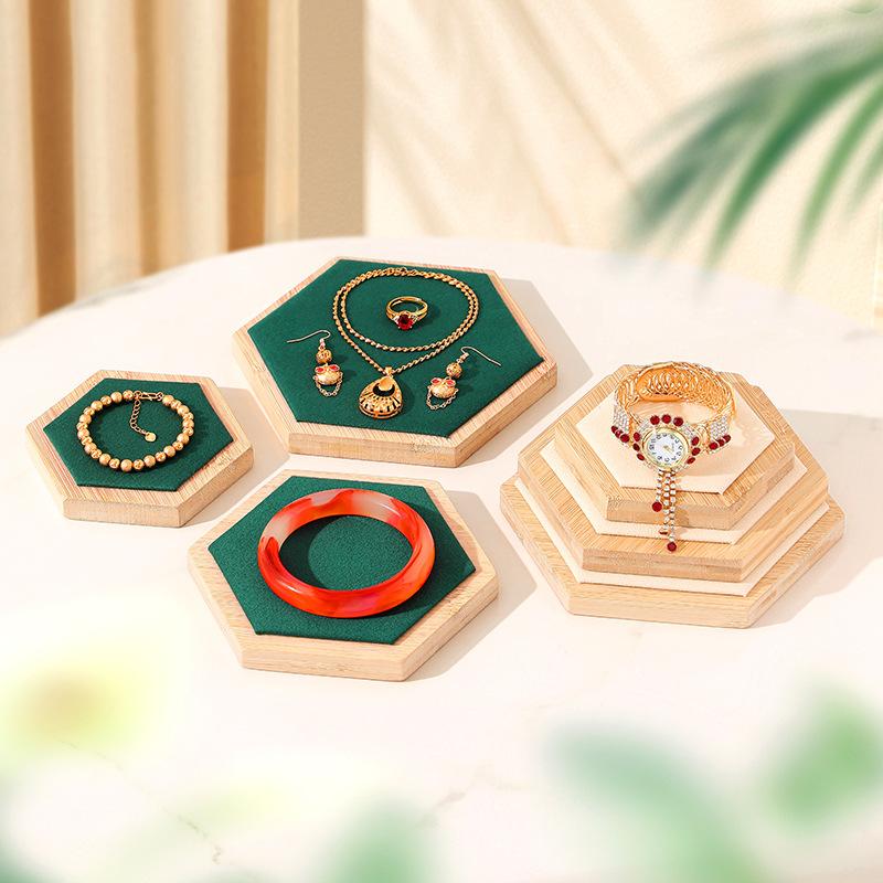 3 Stück Bambus Schmucktablett Halsketten Aufsteller Armband Ring Ohrring Box Organizer Schmuckhalter Platte Vitrine