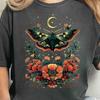 Damska Vintage Dark Academia Goblincore Ćma Fazy Księżyca Grzyby Vintage Cottagecore Estetyka Unisex Góra Krótki Rękaw Streetwear