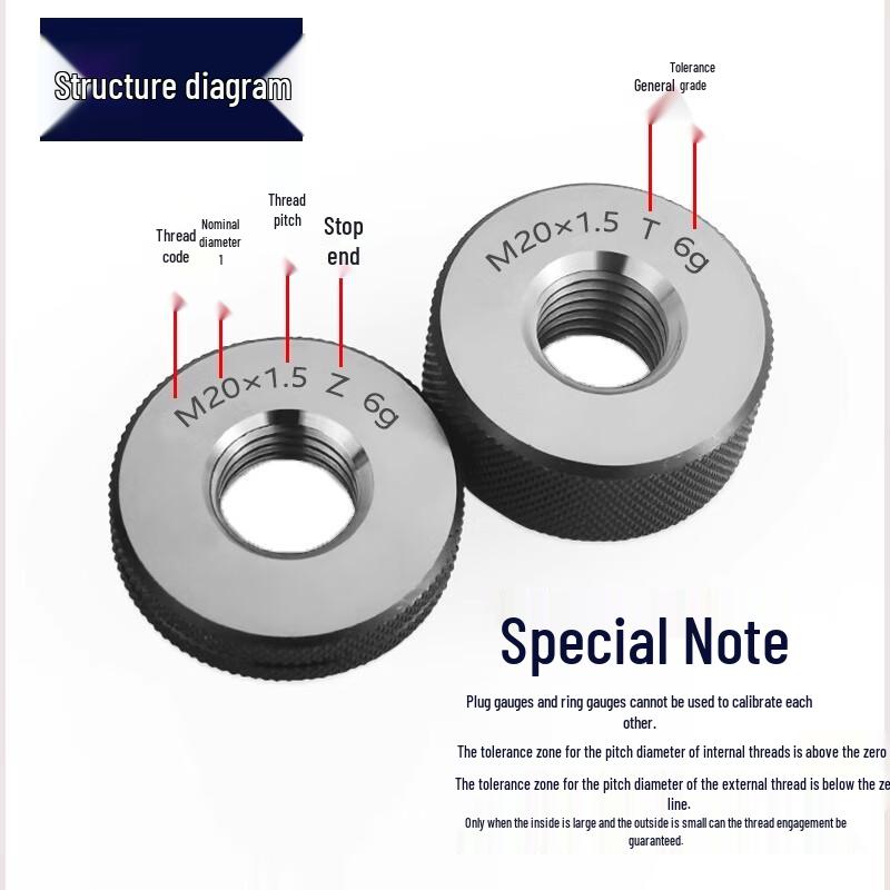 Baidate 6g Metric External Thread Ring Go/No-Go Gauge