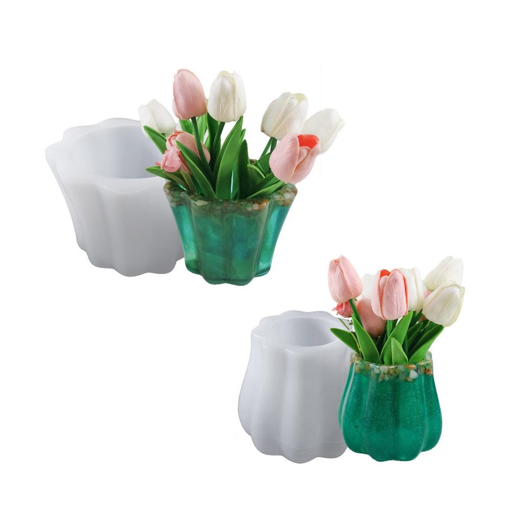 Vasi per Fiori Stampo in Silicone Vaso Ondulato in Pizzo Ornamenti Stampo Decorazioni per la Casa Stampo per Resina di Succulente Artigianato Fatto a Mano