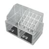 Clear Vanity Makeup Organizer Stackable Cosmetic Storage Display Case with 2pcs Drawers and Tray For Makeup Brushes