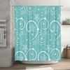 Winter Shower Curtain Set: Aqua Snowflakes Spirals Waterproof Fabric for Bathtub or Bathroom Decor (Set of 2)