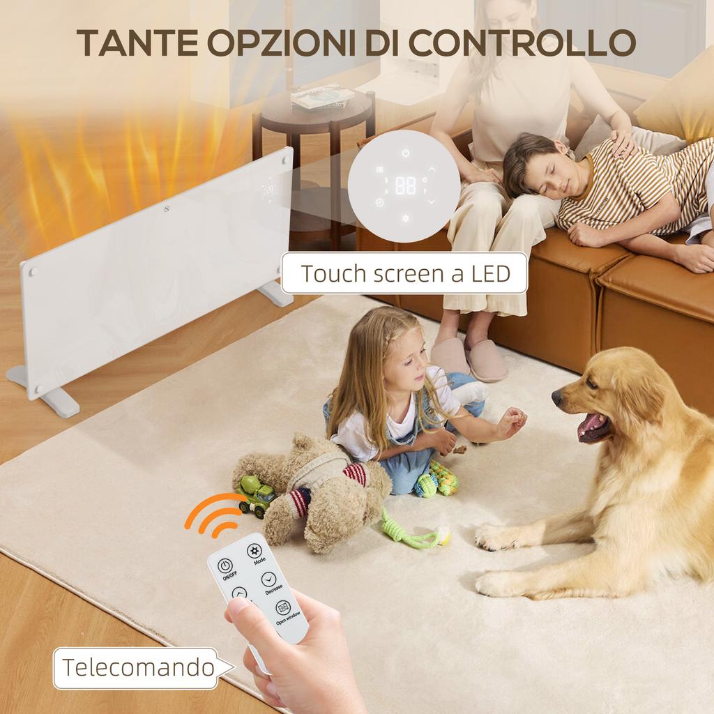 2000W Convection Heater with Adjustable Temperature, Remote Control and Timer, 87x21.5x44.5 Cm, White