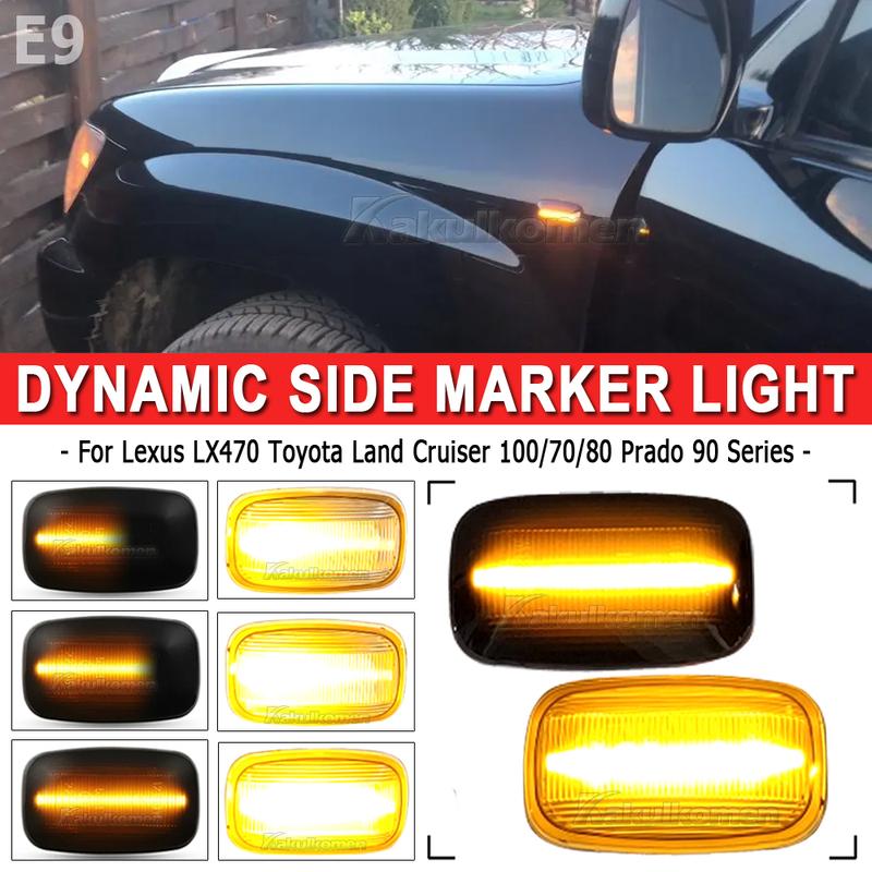 2 Stück Dynamische LED Seitenmarkierungsleuchte Blinkleuchte Für Toyota Land Cruiser 100/70/80 Prado 90 Serie FJ Cruiser Für Lexus LX470