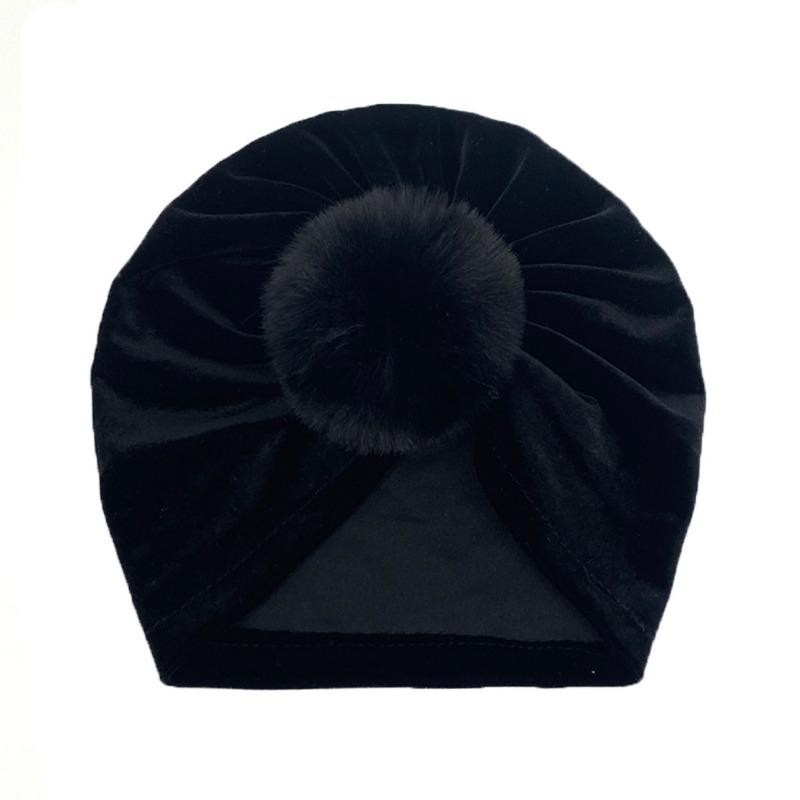 Winter Golden Velvet Hairball Cap Autumn Popular Infant Warm Hat Babyhat Dome Baby