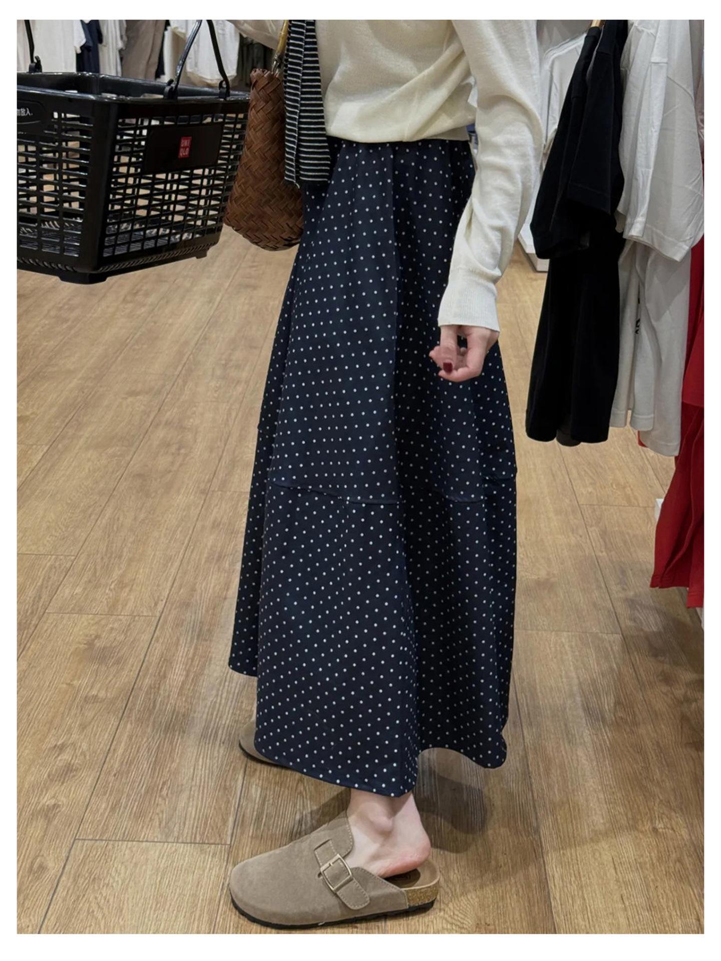 

Maternity Navy Polka Dot Midi Skirt 2026: A-line, Slimming, Drawstring Waist, Hip Coverage, Spring/Summer Collection. XL