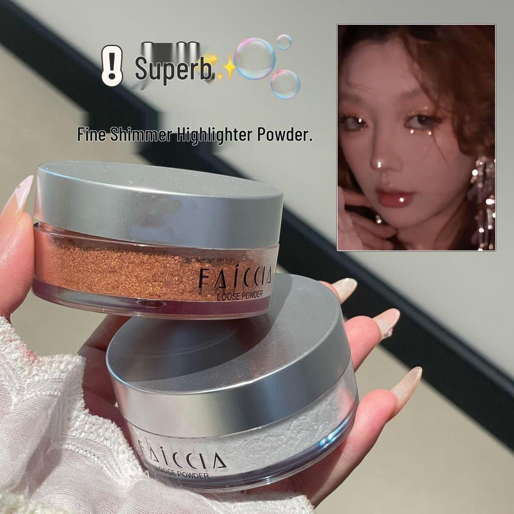 FAICCIA Fei Xi Liu Jin Shimmer Highlighter Loose Powder - Long-lasting, Oil Control, Three-dimensional Brightening Setting Powder.