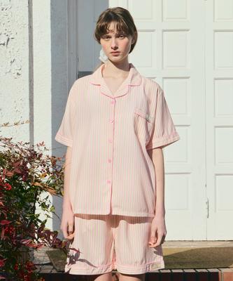 [Pink Zone] Rose Quartz Short Sleeve Collar Pajama Set [Shipped from Korea] 100% Authentic