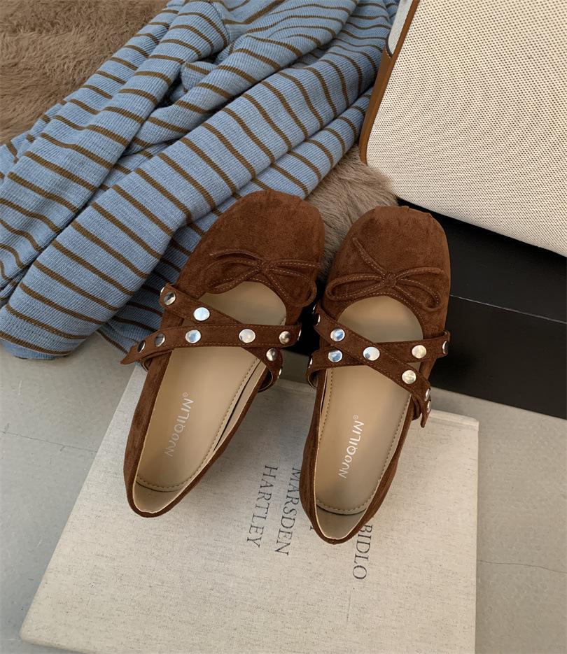 Niche design retro square head Mary Jane shoes ballet shoes flats autumn with skirt single shoes women's shoes