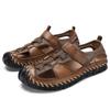 Fashion Men's new summer leather sandals with fashionable and breathable stitching design, casual shoes in sizes 38-48, beach shoes