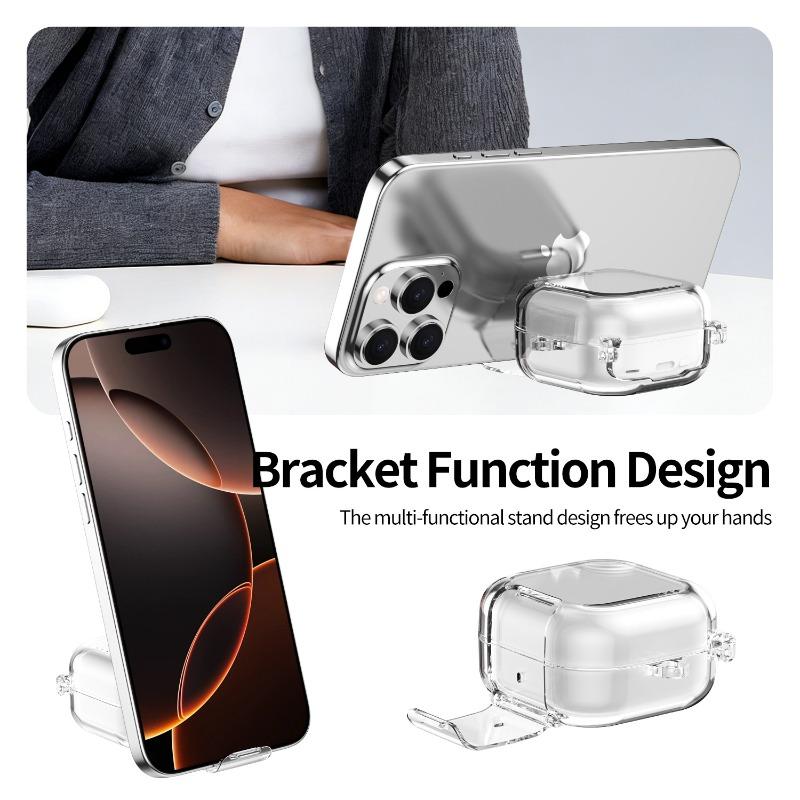 Transparent Candy Security Lock Cover for Samsung Galaxy Buds 4 4 Pro Shockproof Earphone Protective Case with Hidden Bracket