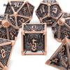 7 Pcs Black Copper Skull Metal Dice Solid Metal Polyhedral Dice Set Suitable for Role-Playing RPG Board Game Card Game