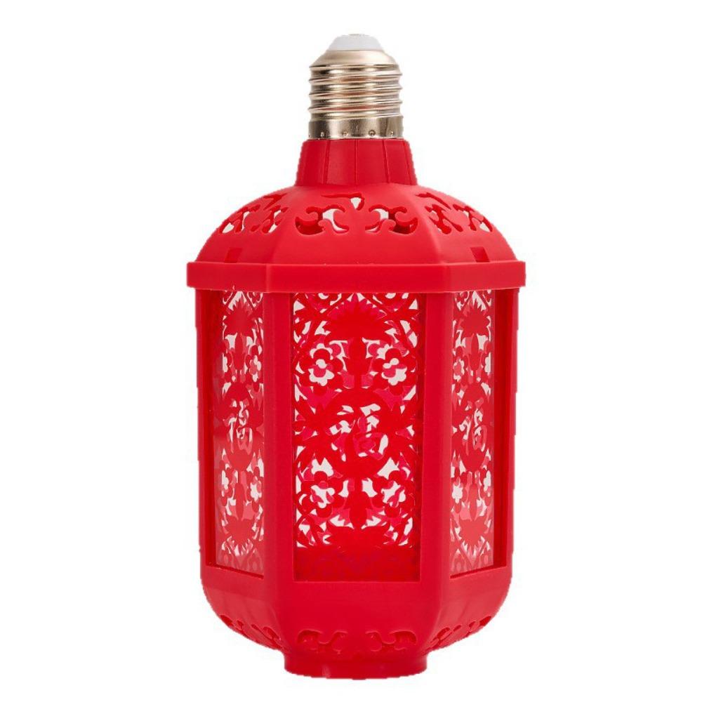 Lucky Pattern LED New Year Lantern 7-Colorful Automatic Lantern Lights E27 Bulb Socket Red Colorful Lamp Spring Festival 4inch