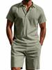 Men's European Summer Linen Polo Shirt and Shorts Set - Breathable, Casual, Loose Fit