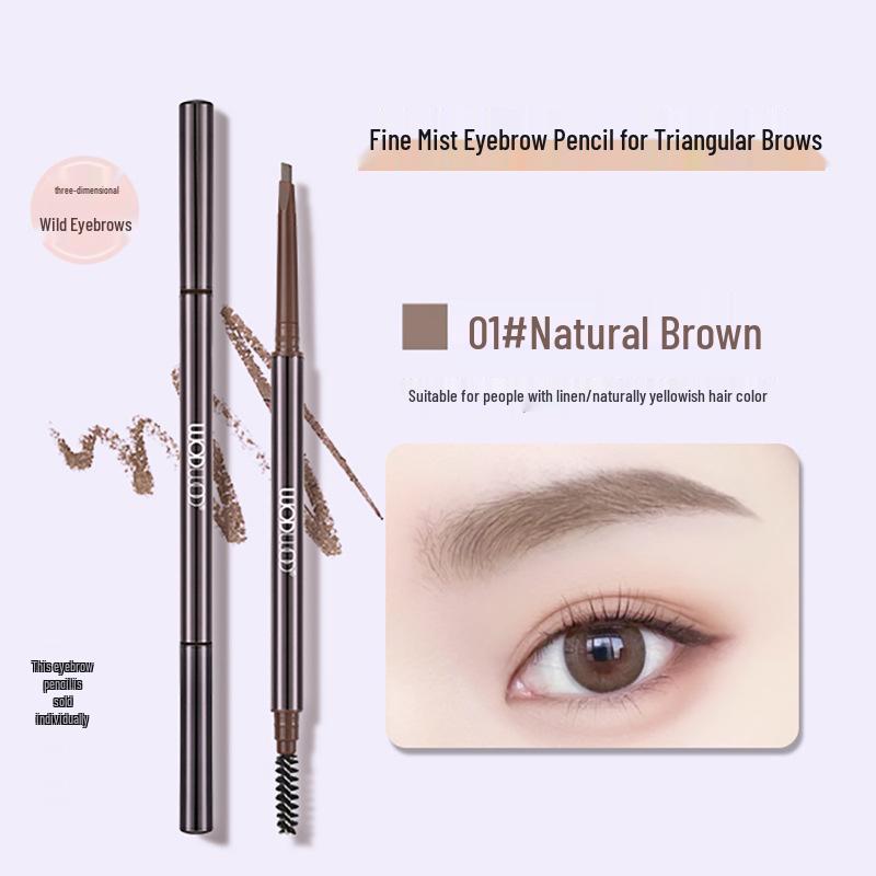 WODWOD Waterproof Triangle Fine Mist Eyebrow Pencil: Smudge-proof & Long-lasting Natural Look, Double-ended for Clear Root by Root Application.