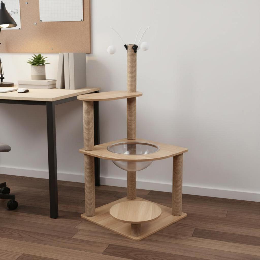 Wood Feline Climbing Structure Stable Base Multi Levels