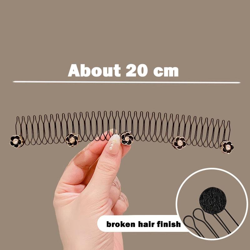 Vintage Camellia Flower Pearl Metal Long Hair Comb For Women Broken Hair Finish Headband Tool Hair Clip Fashion Hair Accessories