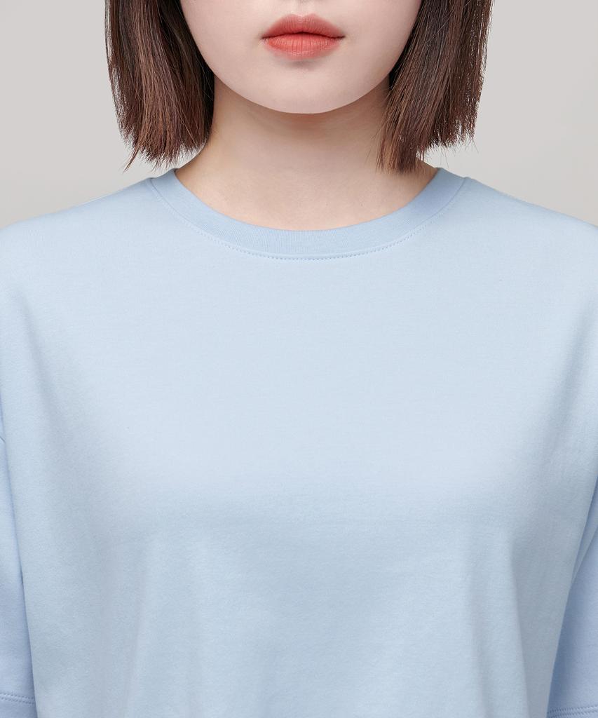 MUSINSA STANDARD WOMAN Women'S Relaxed Fit Crew Neck Crop T-Shirt [Pastel Blue]