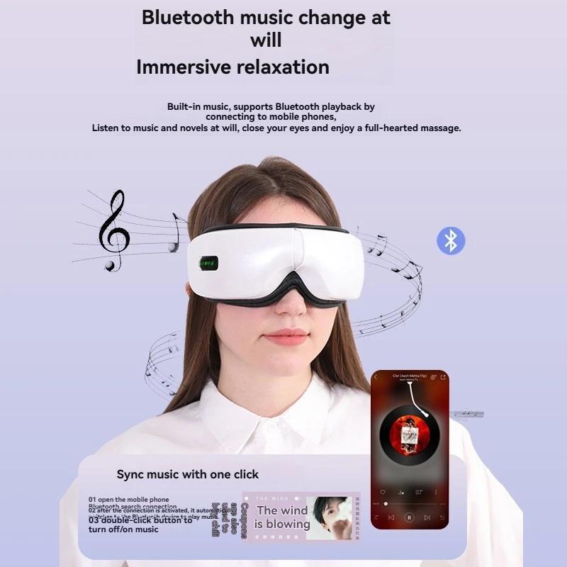 Smart Øyemassasjeinstrument Vibrasjon Øyepleiemassasjeapparat Airbagkompress Bluetooth-musikk Øyeavslapning Tretthetsmassasje Søvnmaske