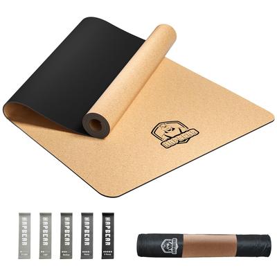 HAPBEAR Cork Yoga Extra Stretching for Hot and Includes Carry Bag X 92 X Mat, Large, Non-Slip Mat, Eco-Friendly Cork, Antibacterial, Odor-Resistant,