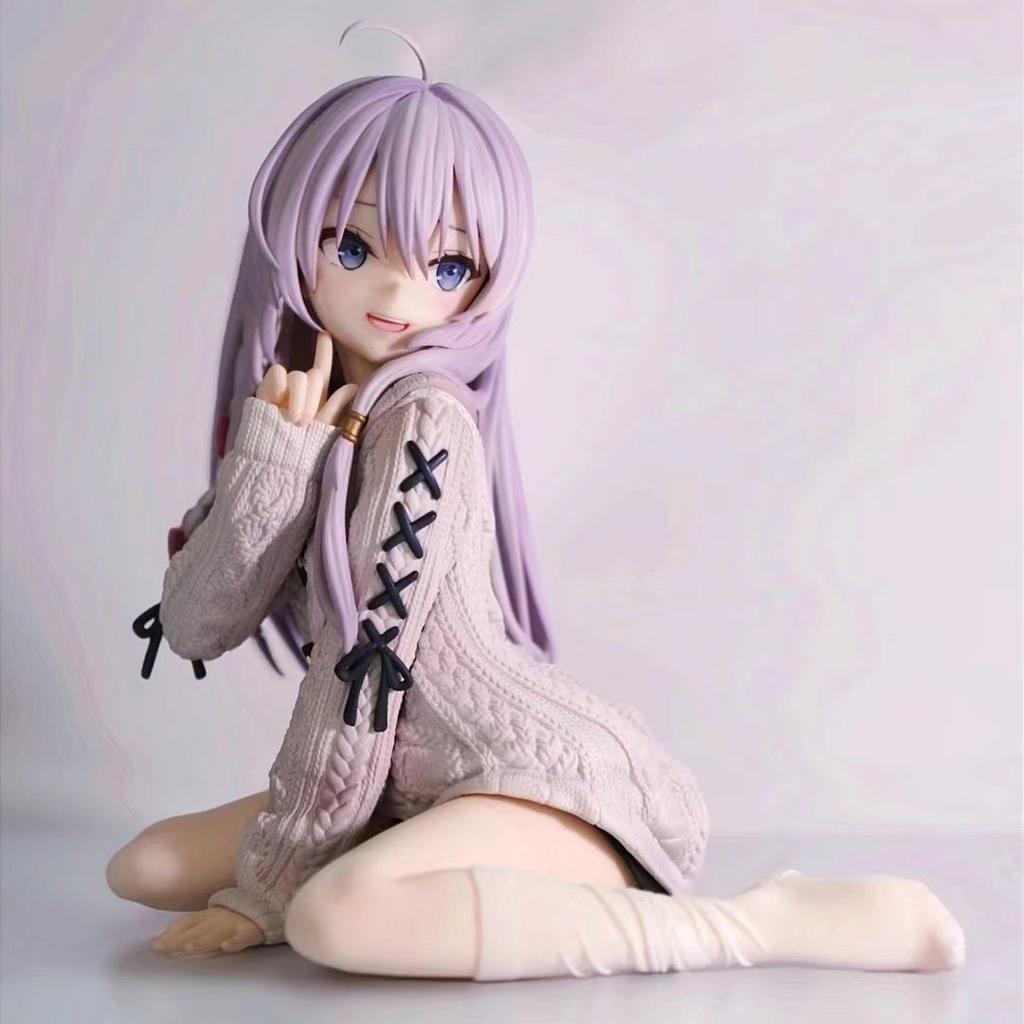 13CM PVC Anime Die wandernde Hexe: Die Reise Elaina Figur Gestrickter Pullover Kniende Figur Spielzeug Geschenk Sammlung Actionfigur