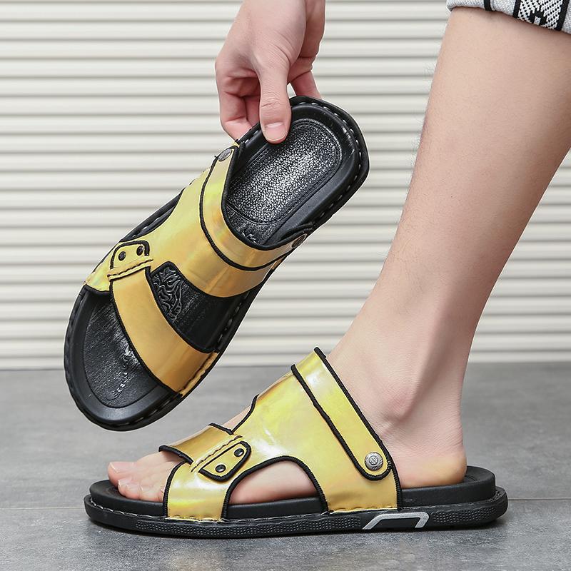 Fashion Summer Fashion Men Sandals Men Flat Heel Casual Comfortable High-quality Beach Shoes Men Business Office Sandals Sizes 39-47