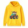 Kids Cartoon Tractor Print Hoodie Boys Girls Casual Long Sleeve Pullover Sweatshirt Cute Vehicle Pattern Children Top Coat