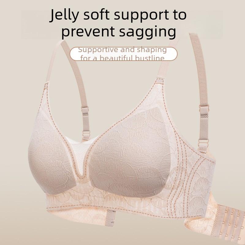 Kleine Brust Unterstützung Weich und Stützend Sexy Tiefer V Nahtlose Dessous Französische Spitze BH für Frauen
