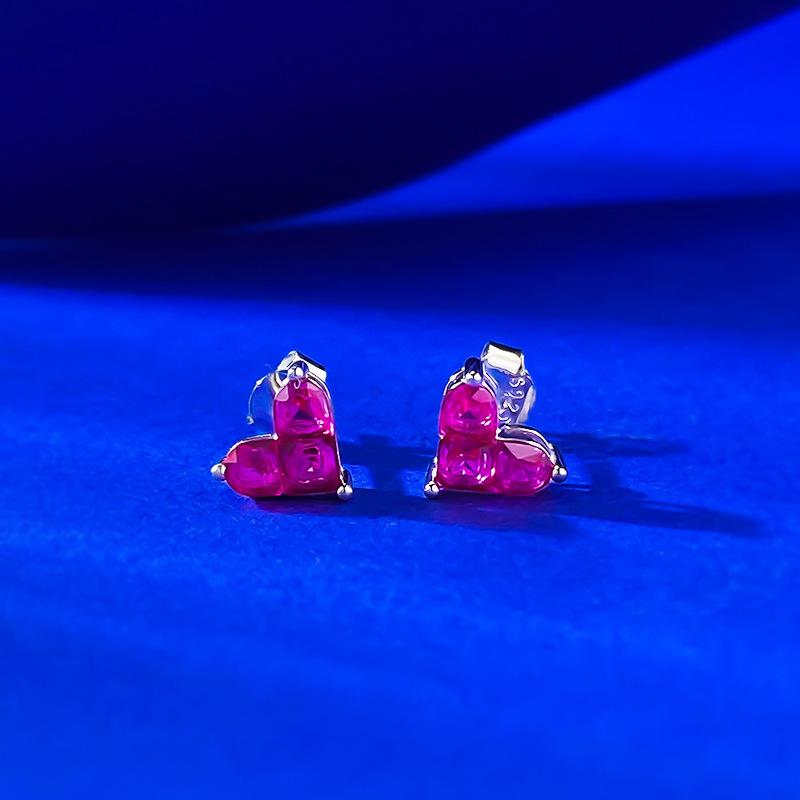 Jewelry Pure Mini Peach Heart Stud Earrings Daily Light Luxury Single Item