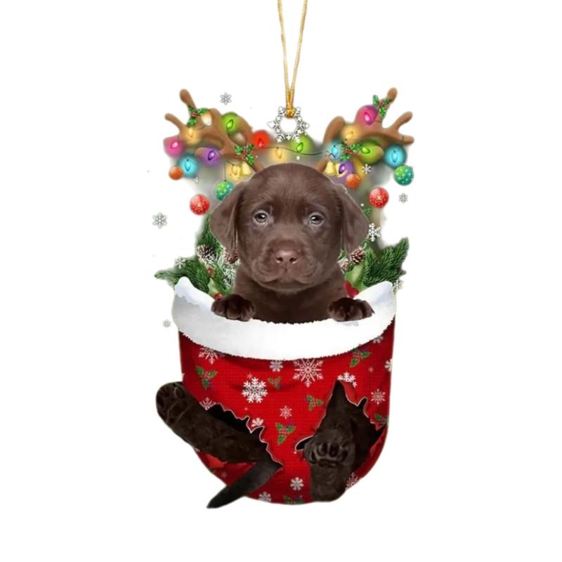 Festival Dog Hanging Charm Acrylic Dog Pendant Christmas Decoration Hanging Dog Ornament for Tree Adornment