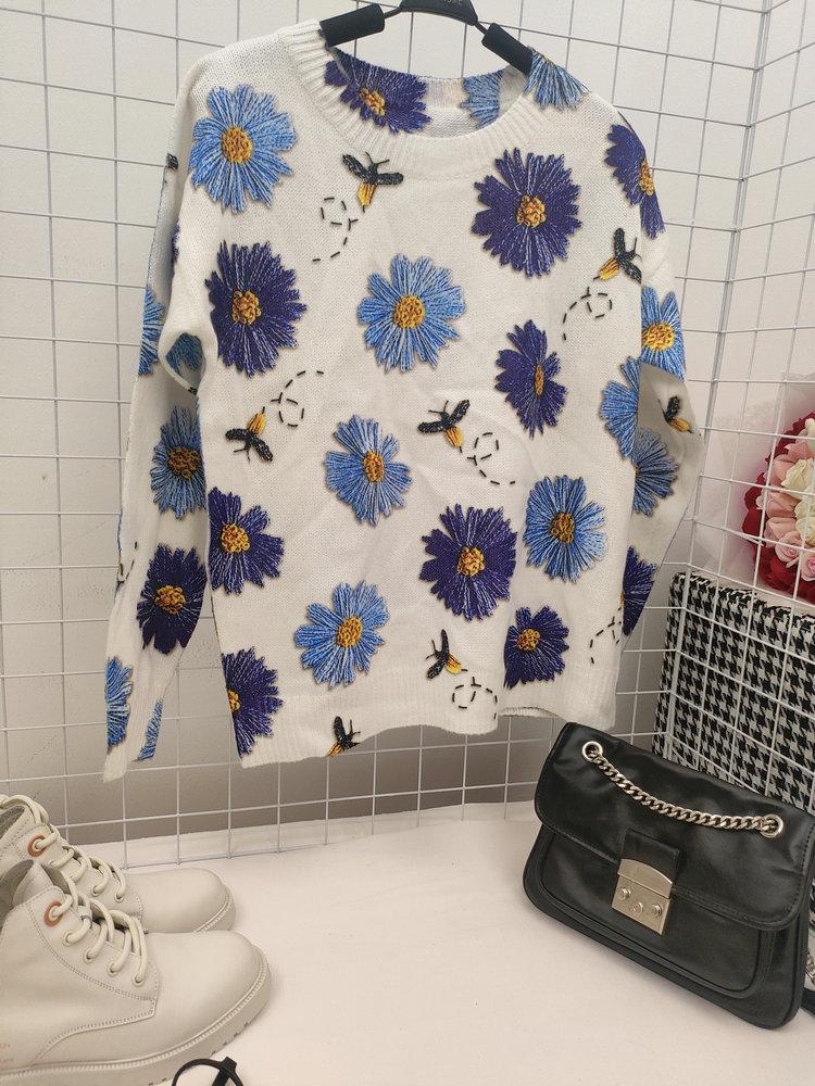 Trendy European & American Slimming Women's Loose Fit Printed Sweater - Age-Reducing Versatile Design