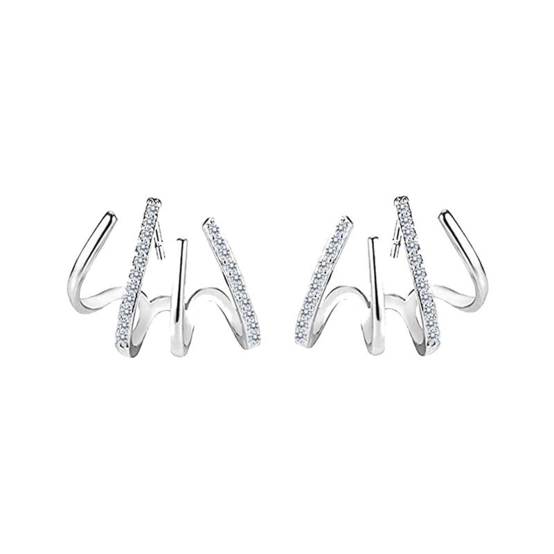 

Claw Earring for Women Zircon Needle Ear Cuffs Stud Earrings Minimalist Ear Wrap Piercing Earrings for Girls Teen 1 срібний