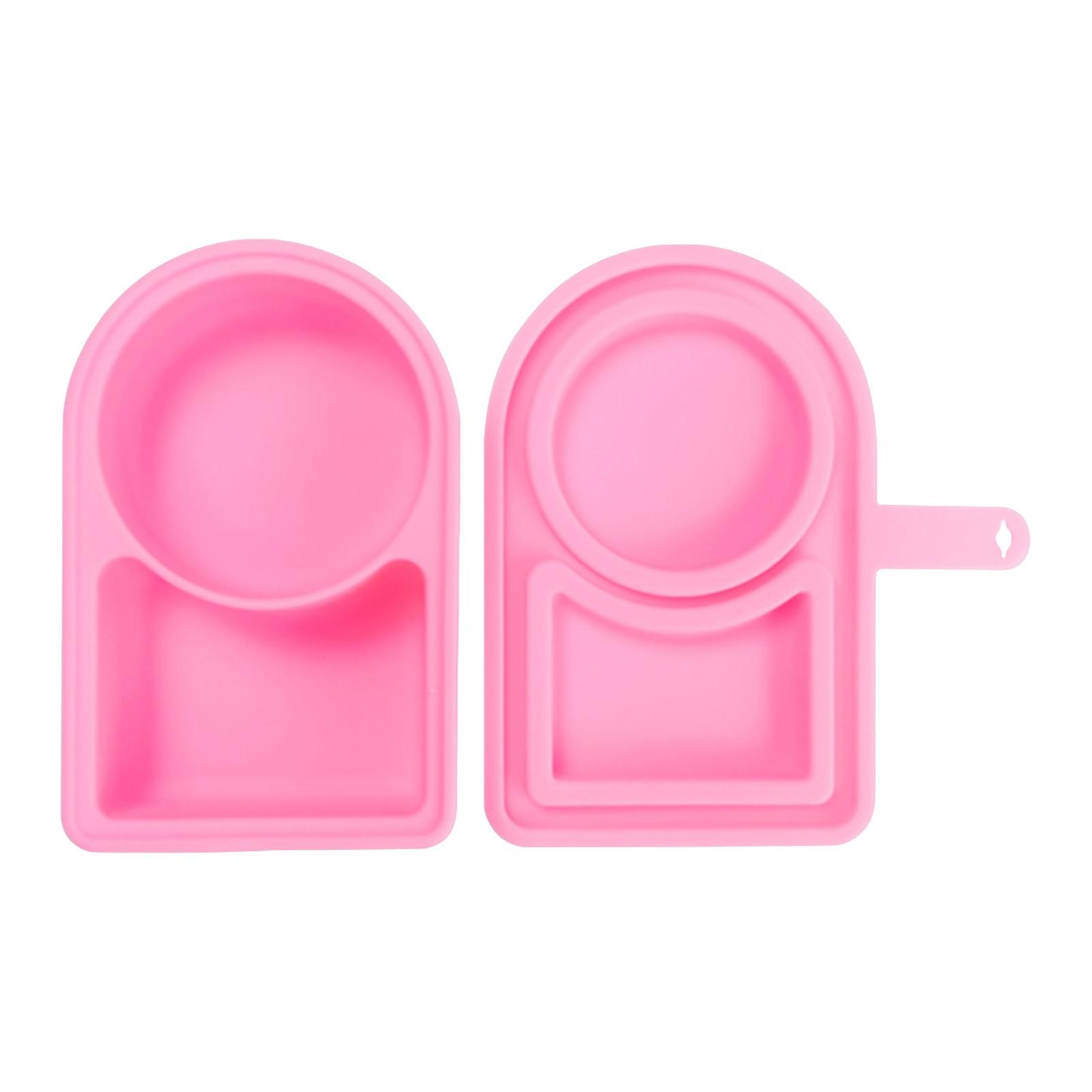 

Silicone Reusable Snack Box With Lid, Double Compartment Snack Box, Dressing Condiment Box One Size рожевий