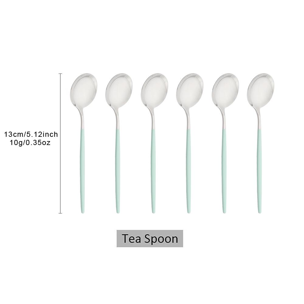 6Pcs Tea Coffee Stir Mini Spoons Small Mirror Stainless Steel Spoon Kitchen Accessories Colorful Silver Teaspoon Set Wholesale
