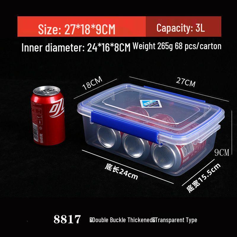 Rectangular Transparent Plastic Storage Box with Lid for Fresh Fruits, Vegetables, and Meat