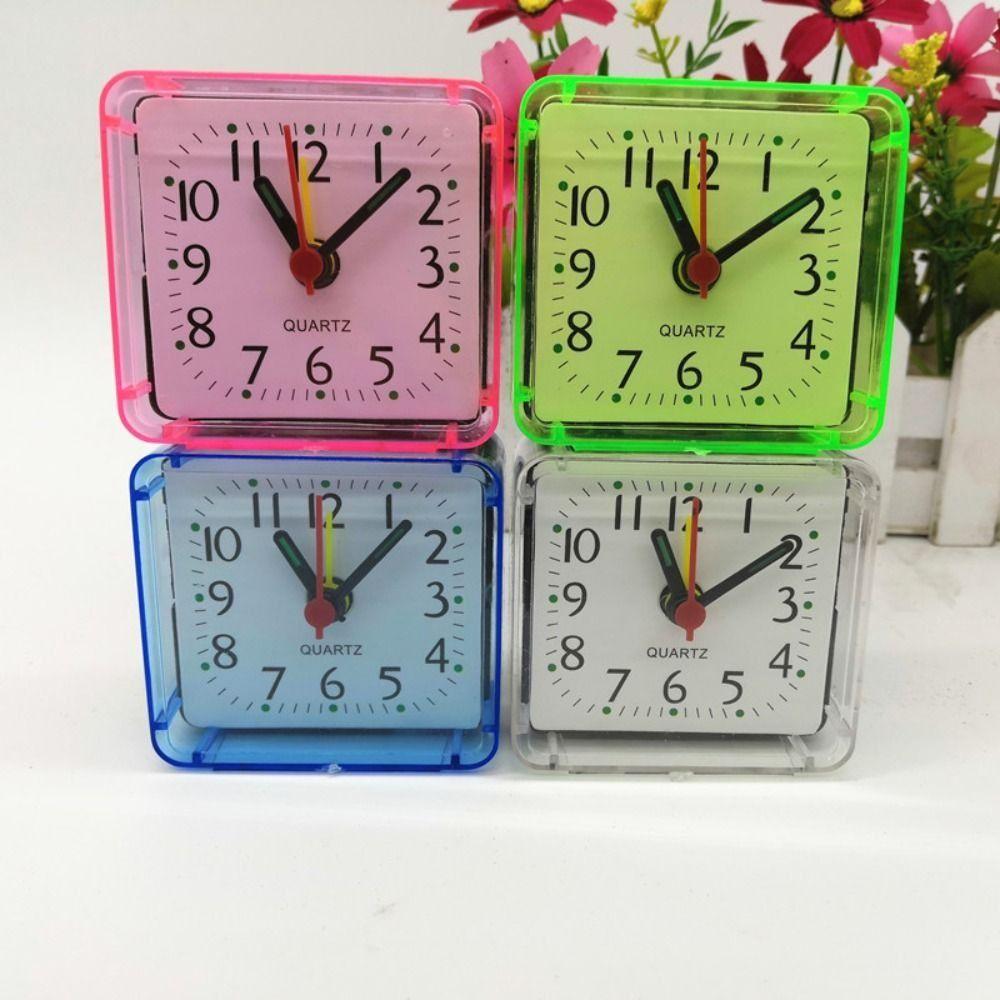 Transparent Square Alarm Clock Mute Mini Table Clock Small Alarm Clock Living Room