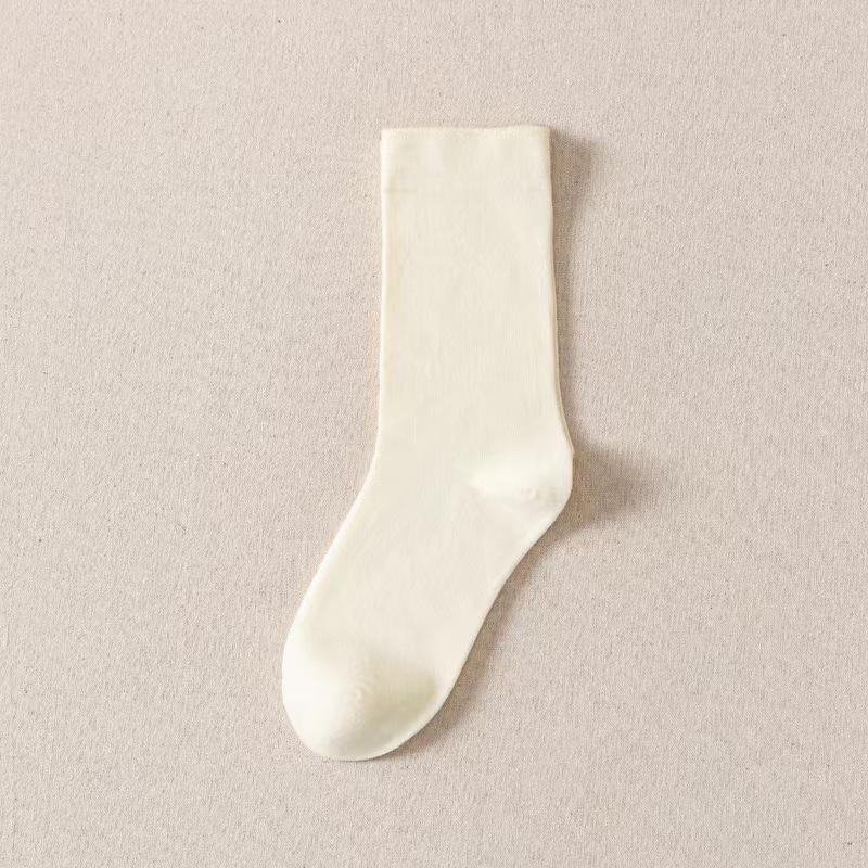 Black And White Socks Women'S Medium Tube Socks Students Solid Color Stacking Socks Japanese Pure Cotton Black Stockings