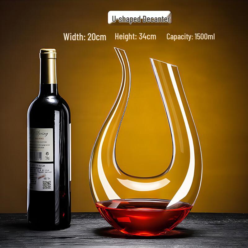 Crystal Glass U-Shaped Red Wine Decanter with Handle