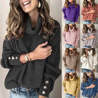 2025 Mode Neuer Herbst- und Winterpullover Einfarbig Damen Langarmpullover Rollkragenpullover Top