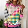 Ladies' Plaid Printed Casual Long Sleeved Sweatshirt Top