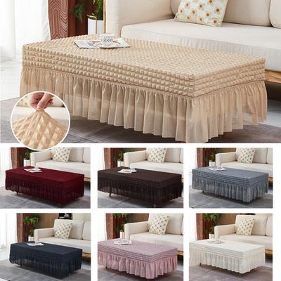 Elastic Tablecloth Full Cover Skirted Coffee Table Cover Dustproof Rectangle Living Room Dining Table Protector