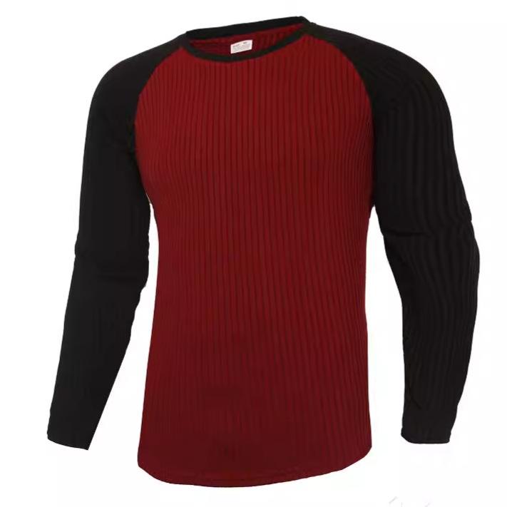 

Slim-fit Crew Neck Long Sleeve T-Shirt for Men Zip-Up Sleeve Stylish Casual Base Layer T-Shirt for Men 2XL