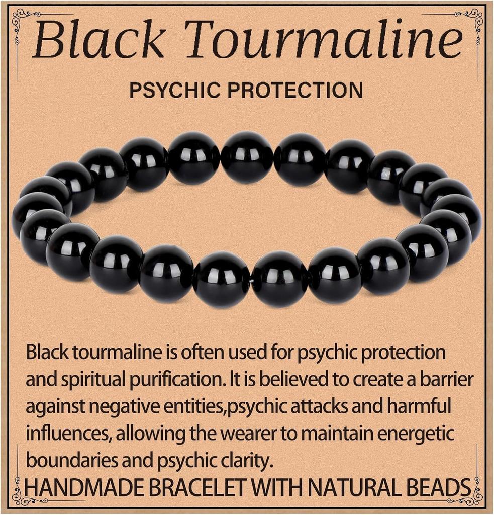{ Energy and Protect} Obsidian Bracele Handmade Natural Gemstone Elastic Bracelet Crystal Stone Beads Jewelry Gifts for Women