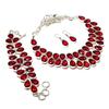 Mozambique Garnet Pear Shape Gemstone Jewelry Set Gift Necklace Bracelet Earring