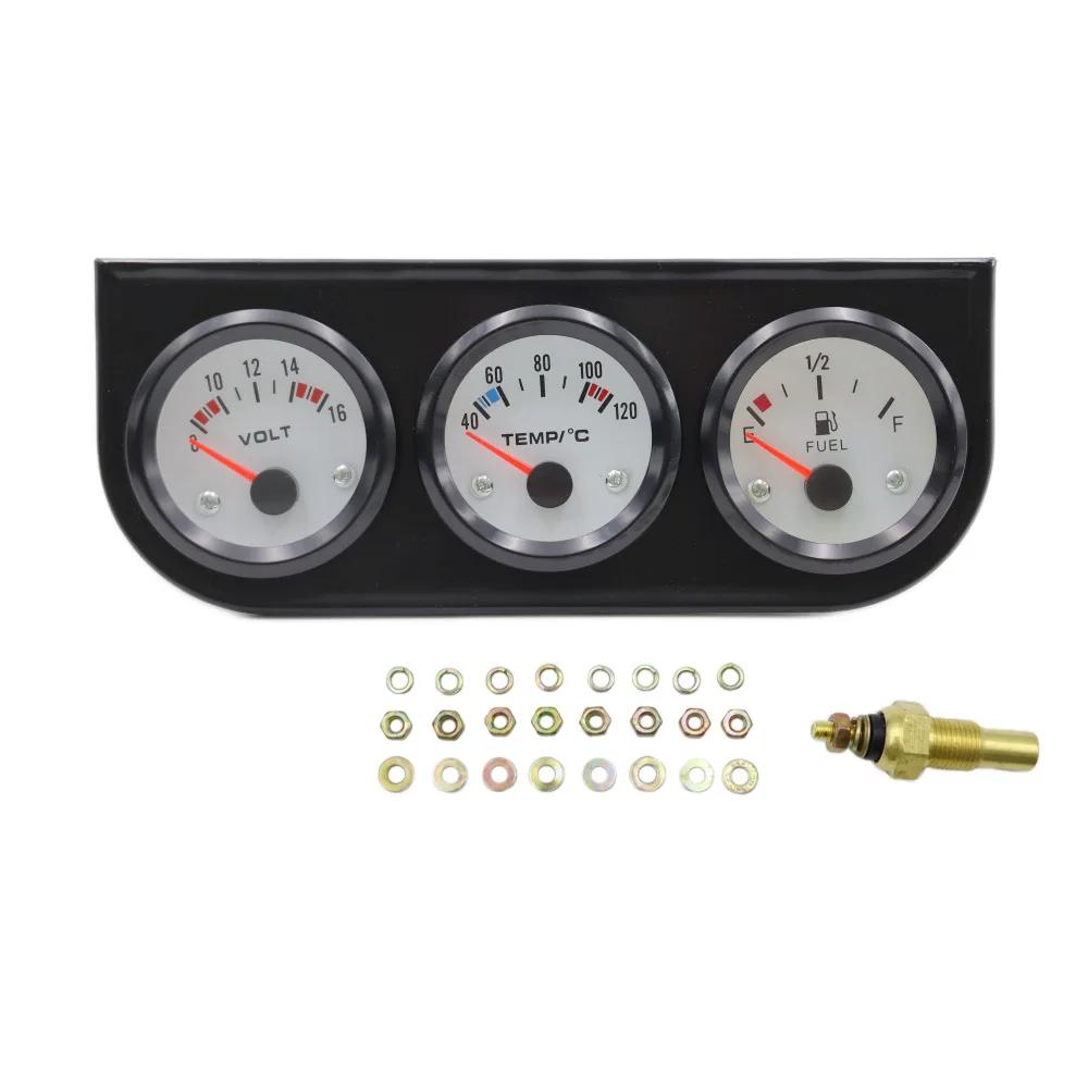 52MM 3 In 1 Auto Car Triple Gauge Set Kit Oil Gauge,Volt Meter,Water Temp Gauge Car Accessories C