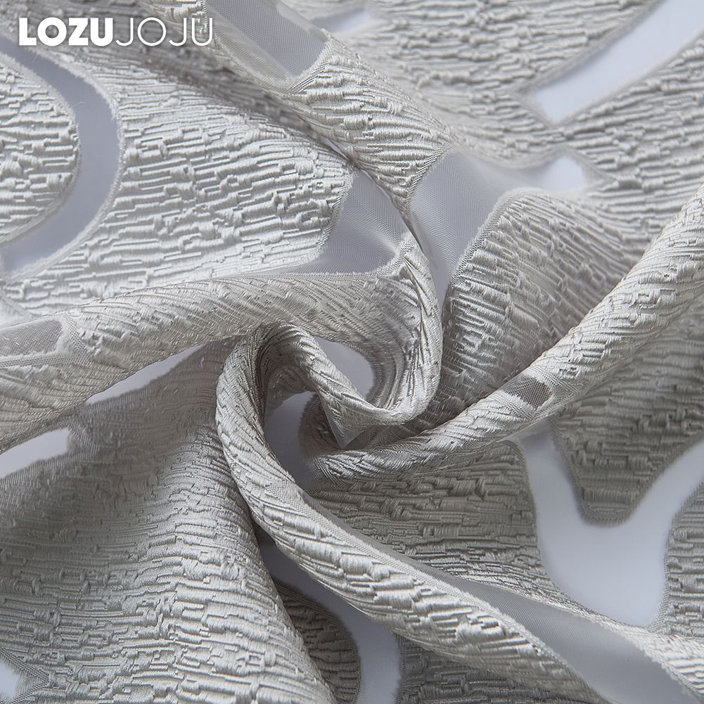 1PC LOZUJOJU 10% Blackout Fashion Versatile Tulle Personalized Floral Jacquard Grey Sheer Curtain for Kitchen Living Room Bedroom Window Home Decor