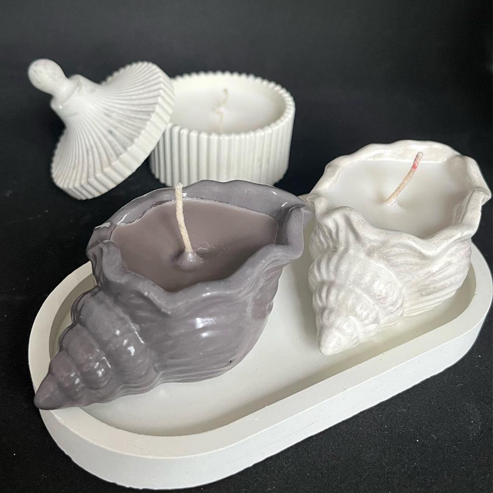 2ks Conch Candle Jar Silikonové formy DIY krabička na uložení šperků Aromaterapeutická svíčka Betonová forma ze sádrové pryskyřice Home Decor Craft