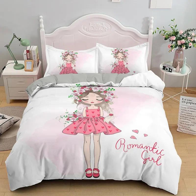 Cartoon Duvet Cover Beautiful Girls Bedding Set For Kids Teen Microfiber Princess Ballet Dancer King Quilt Cover With Pillowcase