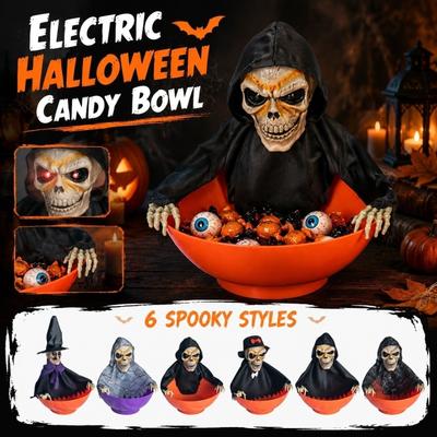 Halloween Motion Activated Candy Bowl with Sound and Light Up Features for Party Table Decoration and Interactive Display